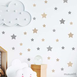 Kids' Toy Stickers 86pcs Grey and Brown Stars Style Wall Stickers for Kids Room Baby Nursery Wall Decals Stars Home Decorative Stickers DIY