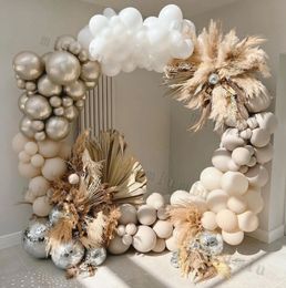 Other Event Party Supplies Matte White Apricot Balloon Garland Arch Kit Boho Wedding Birthday Party 4D Metal Gold Nude Latex Ballons Baby Shower Decoration 230515