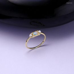 Cluster Rings UNICE Original Design 9K Yellow Gold Natural White Opal Vintage Simple Court Fine Jewelry Freshwater Pearls For Women