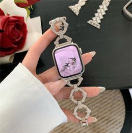 Luxury Unique Diamond iWatch Straps Watchbands for Apple Watch Band 49mm 41mm 45mm 42mm 38mm 40mm 44mm iwatch8 SE 7 6 3 4 5 ultra Designers elegant Bracelet For Lady