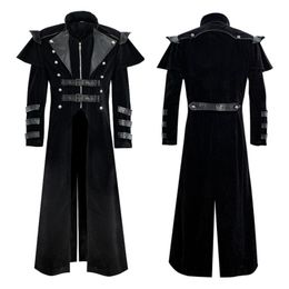 Men's Jackets Men Jacket Gothic Style Steampunk Long Trench Coat Vintage Mens Clothing Cloak Slit Halloween Cosplay Costume