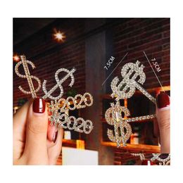 Hair Clips Barrettes Ins Women Girls Diamond Letter Crystal Hairpins Rhinestone Girl Kiss Boss Sparkle Bling Hairclip Accesseries Dhn6M