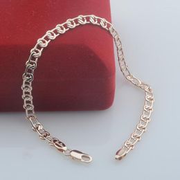 Link Bracelets FJ 5mm 19cm Men Women 585 Rose Color Weaving Classic Bracelet Chain