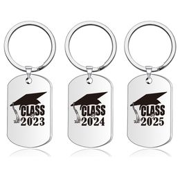 Graduation Graduate Key Chains 2023 2024 2025 Stainless Steel KeyChain Keyring Senior Square College Cap School Jewelry