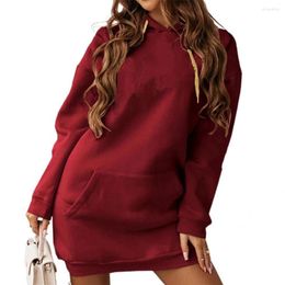 Casual Dresses Simple Party Dress Soft Texture Sweatshirt Hooded Short Fashion Solid Colour Pullover
