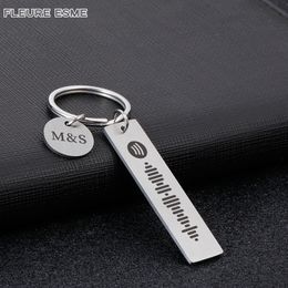 Couple Music Gift Keychain Personalised Spotify Code Keychains Custom Love Initials Music Scan Code Key Chain Engraved Key Ring