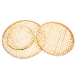 Dinnerware Sets 3 Pcs Rattan Basket Woven Baskets Fruit Kitchen Organisation Wooden Colander Bread Accessories