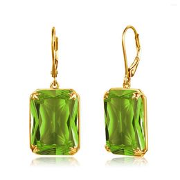 Dangle Earrings Women's 925 Silver 14K Gold Peridot Green Gemstone Drop Long Hanging Fine Jewelry Mother's Day