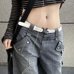 Belts Punk Star Women Belt Simple Snap-Fastener Pants Kpop Egirl Harajuku PU Leather Jeans Clothes Decoration Girdle Strap