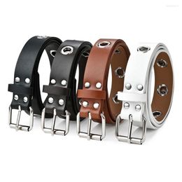 Belts Gothic Hollow For Women Leather Rivet Pin Metal Buckle Black Fashion Street Waistband Ladies Girls Adjustable Waist