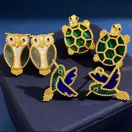 New designed high-grade owl turtle earring stud 18K gold plating bird animal badge clothing bag pin Gift Designer Jewelry ER-2ER