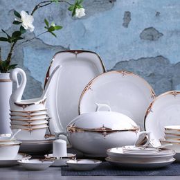 Dinnerware Sets 60 Pieces Of Authentic Tangshan Bone China Tableware Dishes And Plates Set Bowls