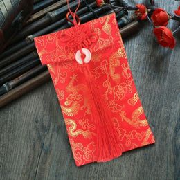 Gift Wrap Chinese Style Red Envelope Lucky Money Bag Vertical Tassel High-grade Brocade Wedding Cloth Knot Year Type Art W0H8