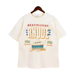 Rhude Designer Brand T Shirts Rhude Mens Womens Summer Breathable T Shirt Beach Tshirts Coconut Seaside Graphic Tees Shirts Tops Clothes Couple Rhude T Shirts 501