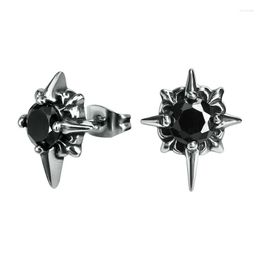 Stud Earrings Exquisite Fashion Black Zircon Star For Men Hip Hop Trend Street Party Jewellery Accessories