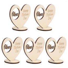 Candle Holders 5 Pcs Adornos Para Mother Day Decorations Festival Candlestick Heart Shaped Stand Tapered Gift Wooden