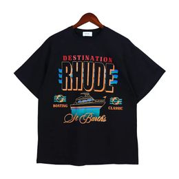 Rhude Designer Brand T Shirts Rhude Mens Womens Summer Breathable T Shirt Beach Tshirts Coconut Seaside Graphic Tees Shirts Tops Clothes Couple Rhude T Shirts 330