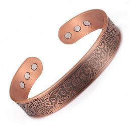 Bangle Nantii Matte 99.95% Pure Copper Magnetic Bracelet Men/Women Arthritis Adjustable High Magnets Energy Healing Cuff Bangles