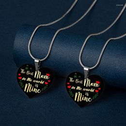 Pendant Necklaces The Mom In World Is Mine Inspirational Letter Stainless Steel Heart Necklace Jewellery For Mommy Gift