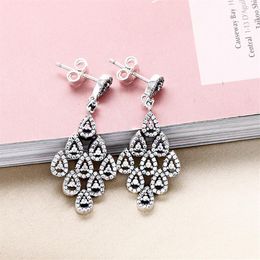 charm earrings for Pandora 925 sterling silver with CZ diamonds wild fashion ladies earrings with original box3074