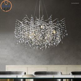 Chandeliers Designer Crystal Chrome Chandelier Silver Gold Hanging Light Luxury Villa Living Dining Room Lamp Tree Branch LED