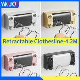 Organization Retractable Clothesline Indoor Outdoor Drying Rack Telescopic Stainless String Invisible Clothesline Laundry Dryer Double Rope