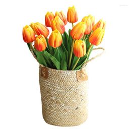 Decorative Flowers Artificial Flower PU Tulip Home Decoration Wedding Bouquet Orange Pink Yellow Purple Red Colors