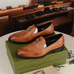 L6 Top Quality Designer Dress shoes Men Wedding or Party Genuine Leather Shoe Luxurious cow leather wedges Ideal Business shoes slip-on shoes size 38-45