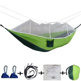 Outdoor Furniture Hammocks 15 Colours 260*140cm Portable Hammock With Mosquito Net Couple Hammocks Hanging Bed Q56