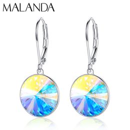 Dangle Chandelier Malanda Czech Republic Crystal Drop Earrings For Women Fashion Sliver Colour Round Earrings Wedding Jewellery Girl Gift 230515