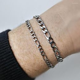 Link Bracelets 2023 Trendy Figaro Chain Men Bracelet Simple 3MM 5MM Width Silver Colour Stainless Steel Donot Fade Jewellery For Women Unisex