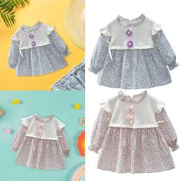 Girl Dresses Girls Floral Dress Western Style Children's Suit Princess Spring And Autumn Long Smocked Outfit Pageant Theme Wear