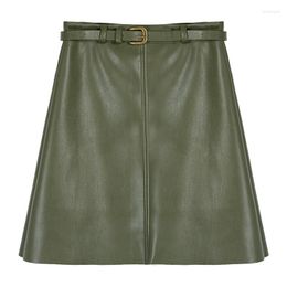 Skirts Woman Fashion Korean Style Leather Mini Skirt High Waist Office Laday Short XS-3XL