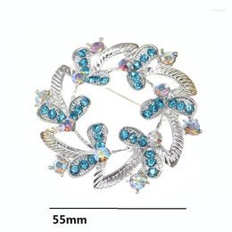 Brooches 100pcs Enamel Blue Rhinestone Wreath Wedding Brooch Pin For Bridal Bouquet