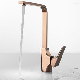 Kitchen Faucets Rose Gold Sink Solid Brass Mixer Taps Copper & Cold Single Handle Deck Mounted Rotating Arrivals