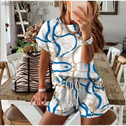 Women's Tracksuits Women Summer Tie Dye Short Sleeve Top Loose Shirt And Biker Shorts Suit Casual Floral Print Two Piece Set Outfits Tracksuits T230515