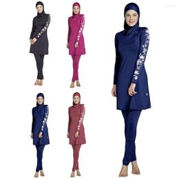 Ethnic Clothing 2023 2PCS Women Plus Size Floral Printed Muslim Swimwear Hooded Muslimah Islamic Swimsuit Swim Surf Wear Sport Burkini S-5XL