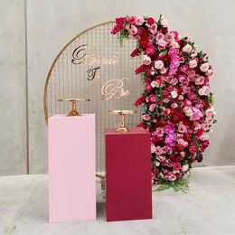 Party Decoration 3pcs/set)Craft Selling Pink/red Golden Stainless Steel Wedding Plinth Stand For Event