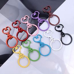 500Pcs/Lot Colourful Heart Shaped Lock Key Connector Clasps Keyrings Split Rings DIY keychain Jewellery Making Key Rings