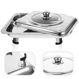 Dinnerware Sets Buffet Server Stainless Steel Dish Tray Rectangular Canteen Basin With Cover