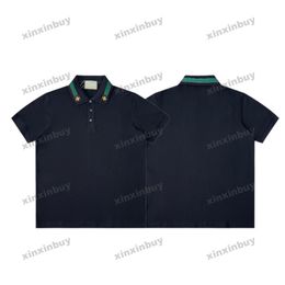 xinxinbuy Men designer Tee t shirt 23ss Bee embroidery patch collar short sleeve cotton women white black M-2XL