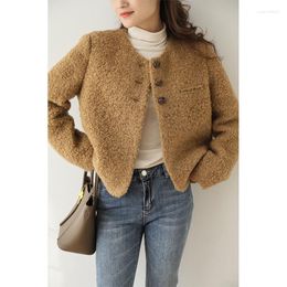 Women's Jackets 2023 Winter Wool Circle Yarn Thick Simple Versatile Temperament Elegant Short Ladies Coat