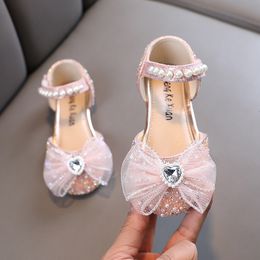 Sandals Spring Kids Shoes Summer Children's Pearl Bow Girl Princess Sandals Fashion Baby Non-slip Sandals H795 230515