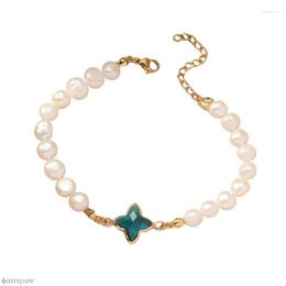 Link Bracelets Pearl Bracelet Bead Balaclava Jewelry Freshwater For Women Flower Hand Ladies