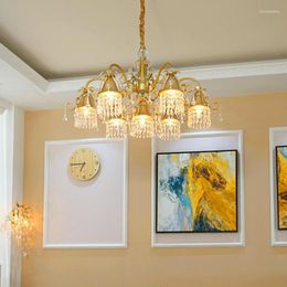 Chandeliers French Pastoral Living Room Chandelier Lighting Modern Bedroom Ceiling Dining Light Luxury Crystal Lamp