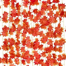 Decorative Flowers & Wreaths 12Pack/Each 90 Inch Artificial Ivy Red Maple Garland Fake Leaf Plants Vine Hanging For Wedding Party Home Wal