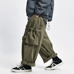 Men's Pants Multi Pocket Cargo Pants Mens Work Pants Safari Style Casual Wide Leg Pants Men Solid Color Baggy Trousers 230515