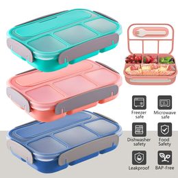 Bento Boxes 1300ML Microwave Lunch Box Bento Box Spoon Dinnerware Portable Food Storage Container for Children Kids School Adults Office 230515