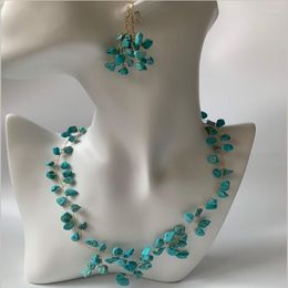 Necklace Earrings Set Handmade Natural Turquoise And 2 Piece Sets Fashion Women's Hand-Knitted Jewellery Suit Love Gifts