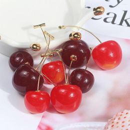 Dangle Earrings Cute Cherry Shape Long For Women Acrylic Drop Earring Fashion Geometric Fine 2023 Arrival Jewellery